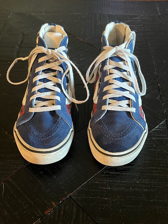 Vans Other - Vans Kids Sk8-Hi Zip sneakers, True Blue/Racing Red Plaid Checkerboard Size 2